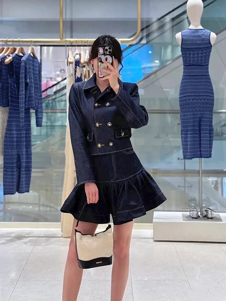M Home Early Autumn 2025 Retro Denim irt Collar Jaet Women's ort Top orts Puffy f Skirt Set Ele Sle Cotton B...
M Home Early Autumn 2025 Retro Denim irt Collar Jaet Women's ort Top orts Puffy f Skirt Set Ele Sle Cotton B...
