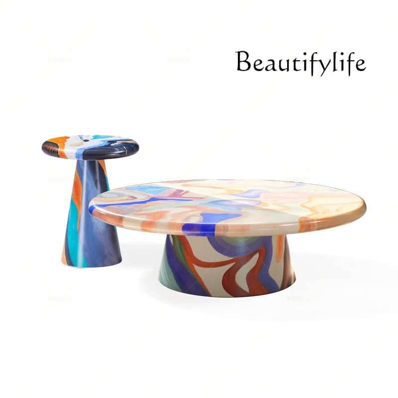 Medieval style painted solid wood round coffee table combination designer living room home high-end coffee table
Medieval style painted solid wood round coffee table combination designer living room home high-end coffee table