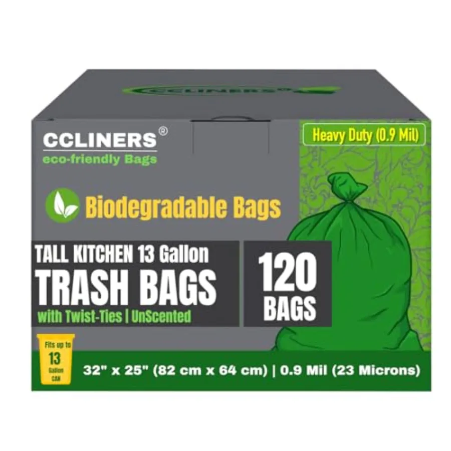 Tall Kitchen Biodegradable Trash Bags 13 Gallon 120 Bags Eco-friendly Medium Green Garbage Bag 55 Liter Landfill-Friendly Can L
Tall Kitchen Biodegradable Trash Bags 13 Gallon 120 Bags Eco-friendly Medium Green Garbage Bag 55 Liter Landfill-Friendly Can L