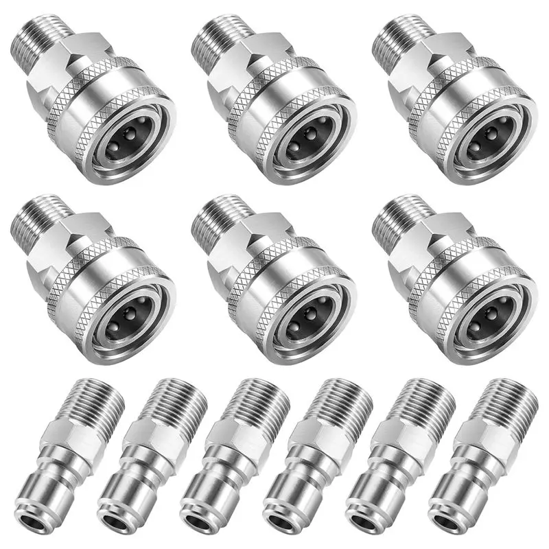 AB34-3/8" Pressure Washer Quick Connect Kit, Stainless Steel Power Washer Adapter Fittings, Male NPT Thread, 12 Pcs, 5000 PSI
AB34-3/8" Pressure Washer Quick Connect Kit, Stainless Steel Power Washer Adapter Fittings, Male NPT Thread, 12 Pcs, 5000 PSI
