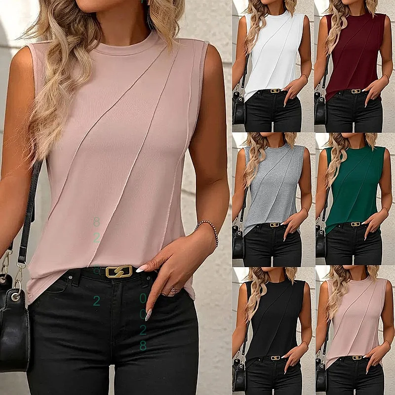 Summer Solid Color Round Neck Sleeveless Loose Tee Top Blouse Vest Women T Shirts Tops
Summer Solid Color Round Neck Sleeveless Loose Tee Top Blouse Vest Women T Shirts Tops