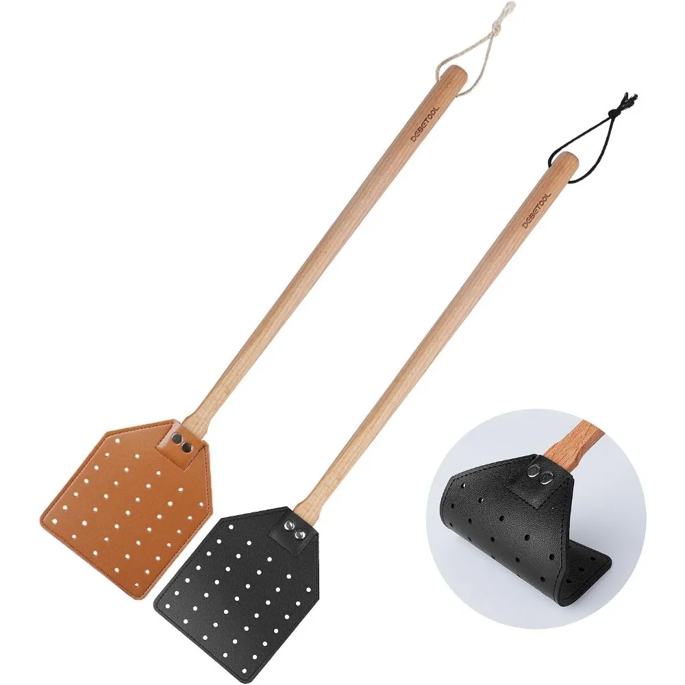 2 Pack Sturdy Leather Fly Swatter for Indoors - (19.7”)Long Handle Heavy Duty Wood Fly Swatter With Hanging Rope, Durable Fly Swatter for Outdoor Rustic Bug Swatter Flies,Mosquitoes And Bees
2 Pack Sturdy Leather Fly Swatter for Indoors - (19.7”)Long Handle Heavy Duty Wood Fly Swatter With Hanging Rope, Durable Fly Swatter for Outdoor Rustic Bug Swatter Flies,Mosquitoes And Bees