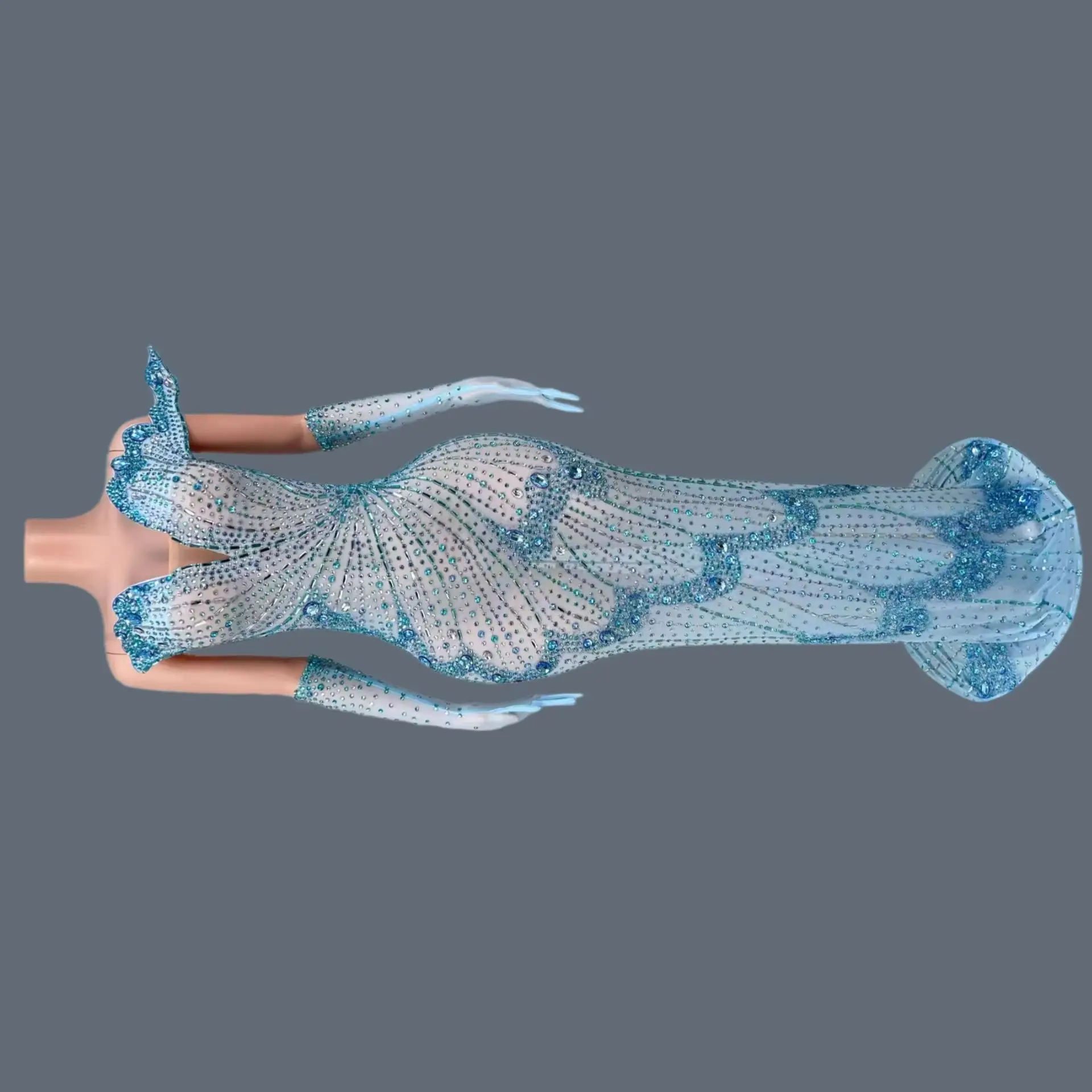 Blue Rhinestone Off Shoulder Mermaid Maxi Gown With Matching Long Mesh Gloves Floral Sheer Mesh Train Evening Stage Dress Yudie
Blue Rhinestone Off Shoulder Mermaid Maxi Gown With Matching Long Mesh Gloves Floral Sheer Mesh Train Evening Stage Dress Yudie