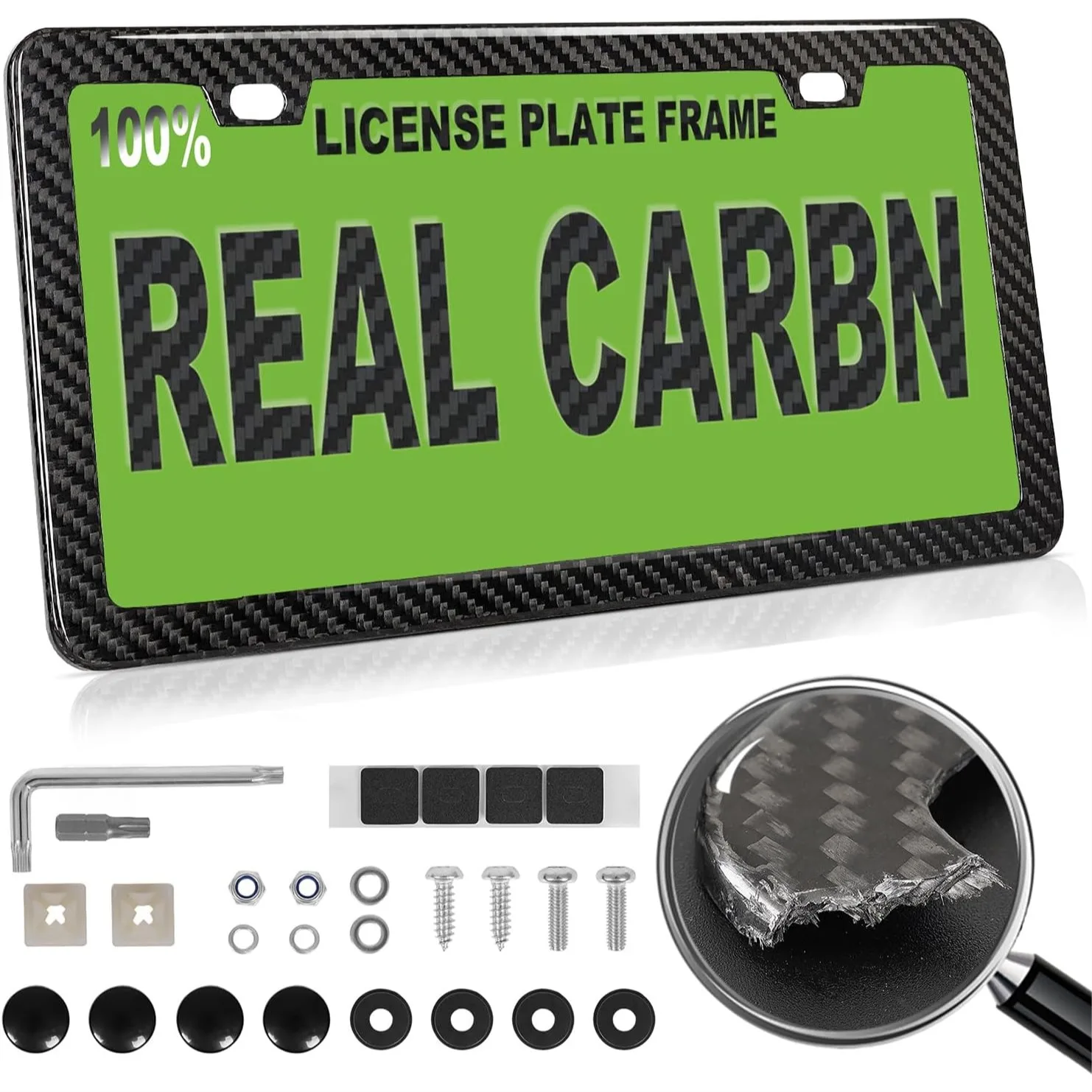 Carbon Fiber License Plate Frame, Handcrafted Black Slim Edge with Anti-Theft Screws, Durable Car Tag Holder
Carbon Fiber License Plate Frame, Handcrafted Black Slim Edge with Anti-Theft Screws, Durable Car Tag Holder