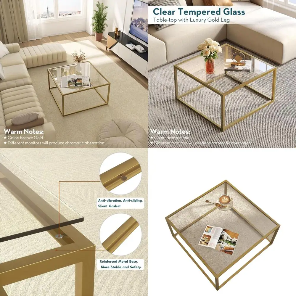 Minimalist Square Coffee Table for Living Room or Home Office, 26.7 x 26.7 x 17.7, Gold
Minimalist Square Coffee Table for Living Room or Home Office, 26.7 x 26.7 x 17.7, Gold