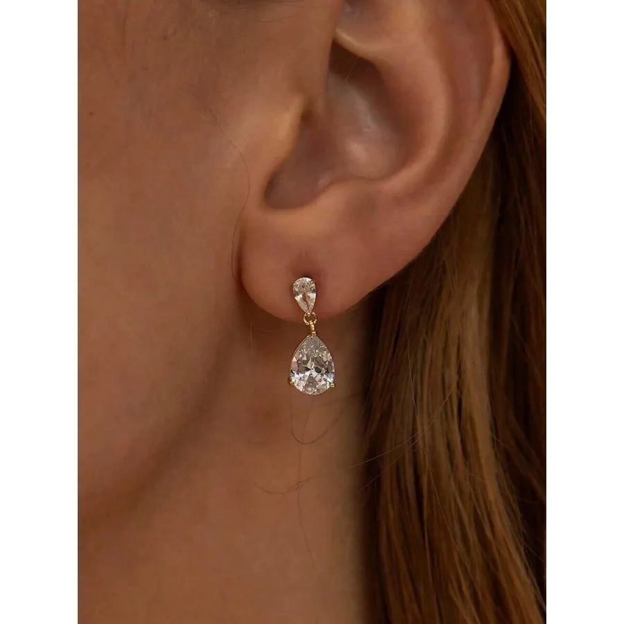 Gold Plated Long Cubic Zirconia Teardrop Dangle Earrings, Elegant Bridal Wedding Earrings, Bridesmaid Teardrop Earrings, Formal
Gold Plated Long Cubic Zirconia Teardrop Dangle Earrings, Elegant Bridal Wedding Earrings, Bridesmaid Teardrop Earrings, Formal