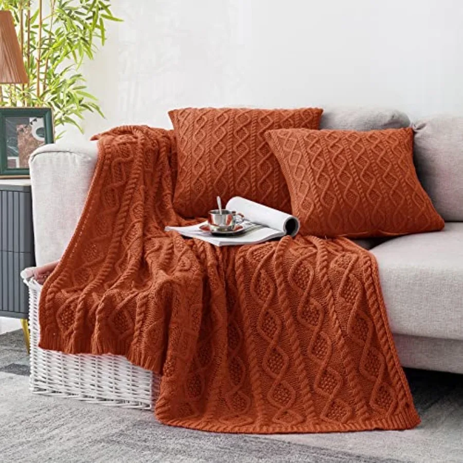 Acrylic Cable Knit Throw and Set, , , 3-Piece Modern Geometric Set for Couch, Bed, Travel
Acrylic Cable Knit Throw and Set, , , 3-Piece Modern Geometric Set for Couch, Bed, Travel