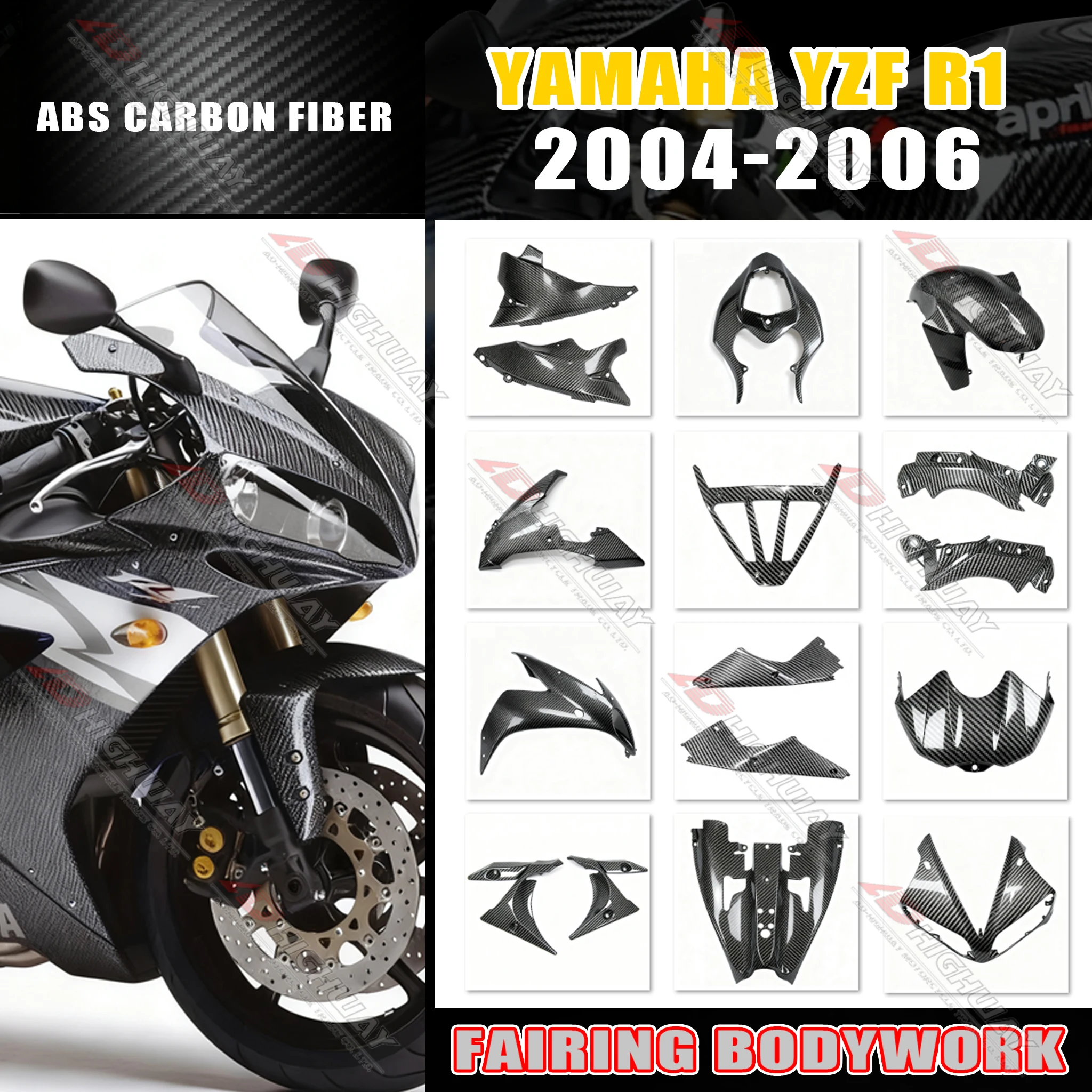 ABS Carbon Fiber Pattern Faring Kits For Yamaha YZF R1 2004-2006 Fender Frame Cover Trim Fuel Tank Motorcycle Accessories
ABS Carbon Fiber Pattern Faring Kits For Yamaha YZF R1 2004-2006 Fender Frame Cover Trim Fuel Tank Motorcycle Accessories