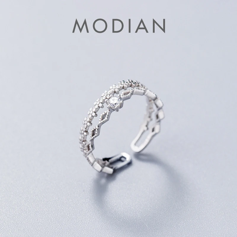 Modian Dazzling AAA Zircon Double Layer Stackable Flower Rhombus Ring for Women 925 Sterling Silver Free Size Ring Fine Jewelry
Modian Dazzling AAA Zircon Double Layer Stackable Flower Rhombus Ring for Women 925 Sterling Silver Free Size Ring Fine Jewelry