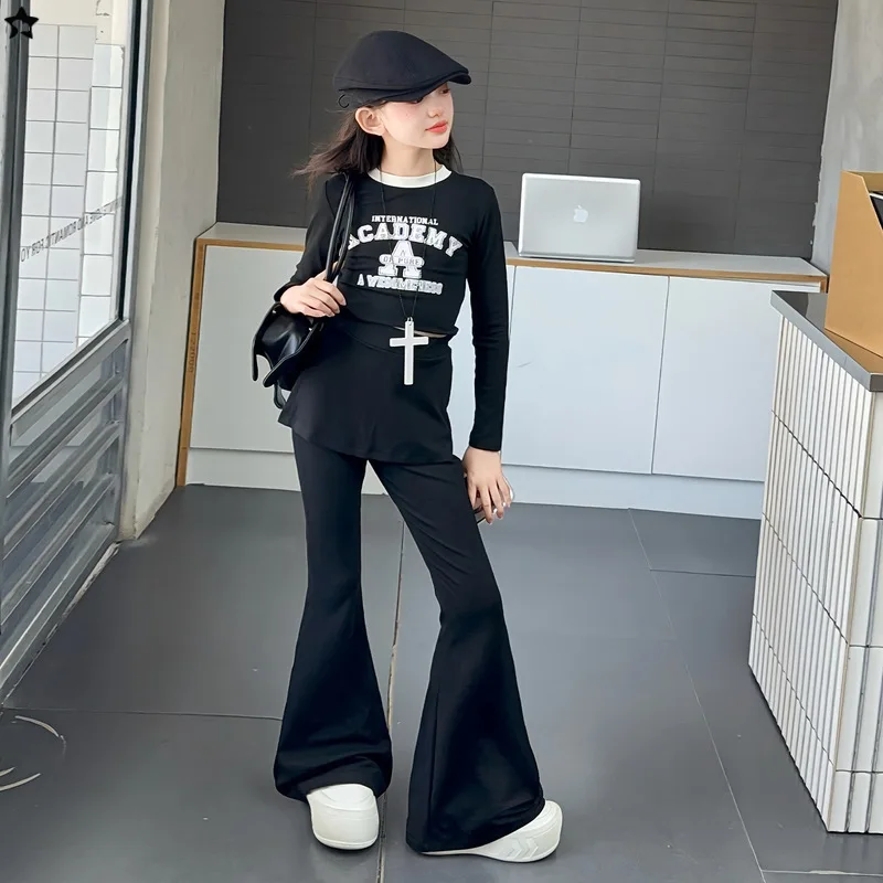 Детский комплект для девочек, осенняя детская футболка с круглым вырезом и буквенным принтом для девочек, школьные штаны в стиле пэчворк, спортивный костюм для девочек
Детский комплект для девочек, осенняя детская футболка с круглым вырезом и буквенным принтом для девочек, школьные штаны в стиле пэчворк, спортивный костюм для девочек