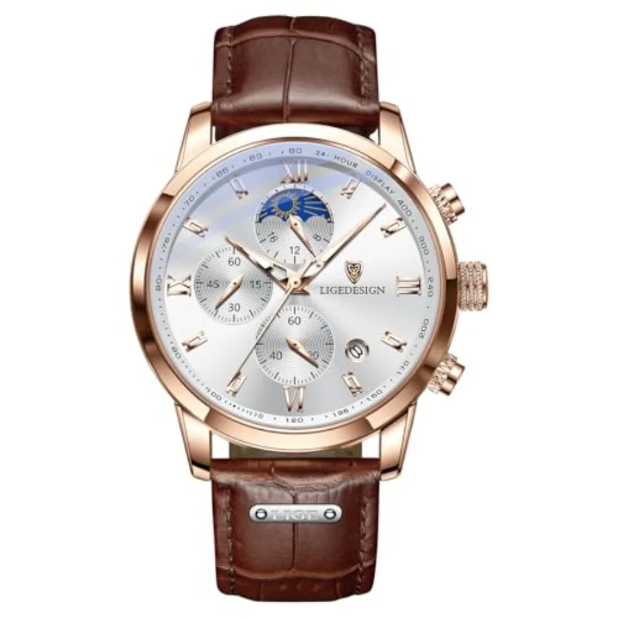 LIGE Chrograph Watch for Men Wrist Leather Analog Dress Waterproof Vintage Work Casual Unique Retro Quartz Date Moon Phase Disp
LIGE Chrograph Watch for Men Wrist Leather Analog Dress Waterproof Vintage Work Casual Unique Retro Quartz Date Moon Phase Disp