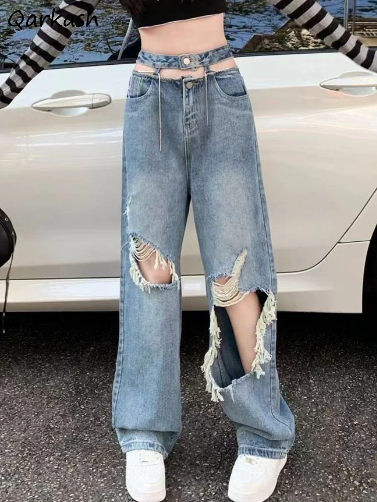 Hole Trousers Jeans Women High Waisted Streetwear Irregular Cool Vintage Casual Summer Girl Fashion Korean Style Basics Loose
Hole Trousers Jeans Women High Waisted Streetwear Irregular Cool Vintage Casual Summer Girl Fashion Korean Style Basics Loose