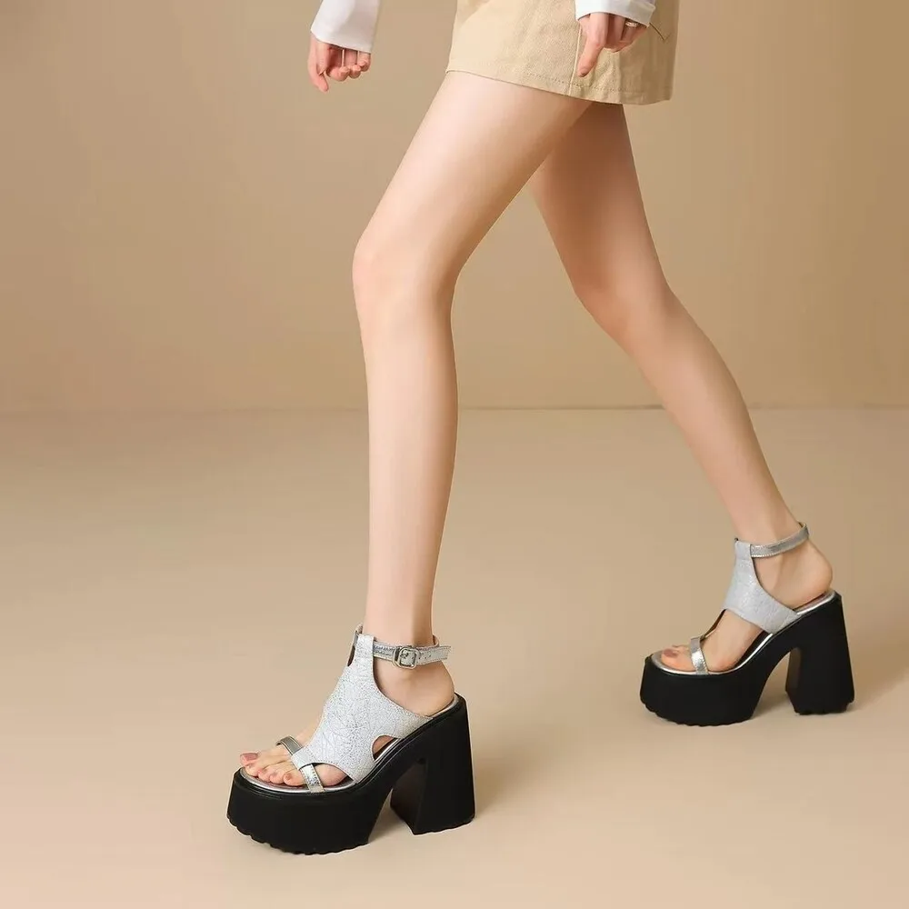 Women's Y2K Platform Heel Sandals, Chunky Block Heel Ankle Strap Thong Sandals, Retro Punk Summer Shoes in Black/Beige
Women's Y2K Platform Heel Sandals, Chunky Block Heel Ankle Strap Thong Sandals, Retro Punk Summer Shoes in Black/Beige