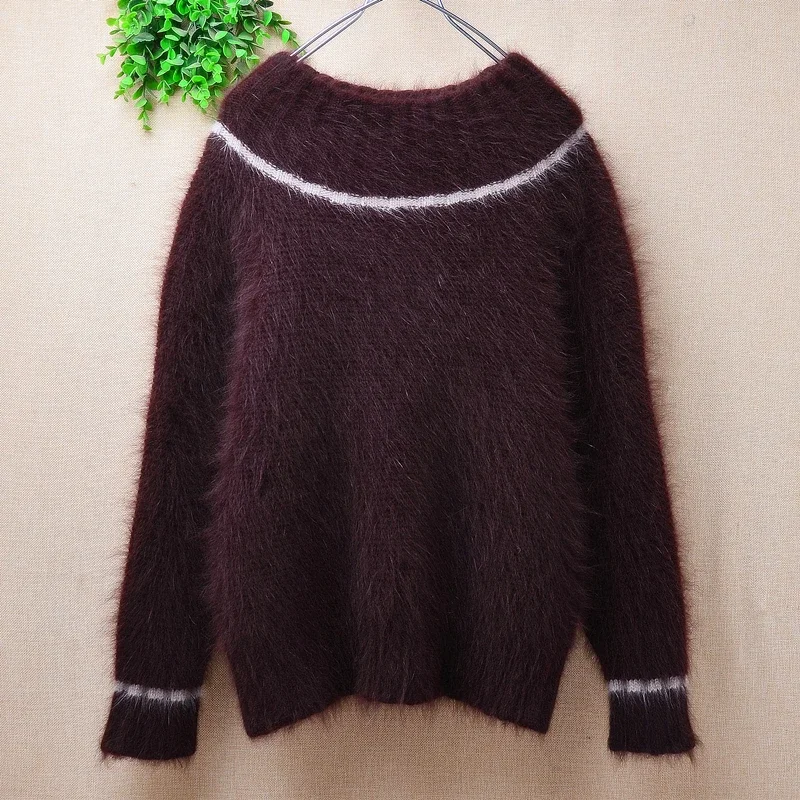 Ladies Women Fall Winter Fashion Brown Hairy Angora Rabbit Hair Knitted O-Neck Long Sleeves Slim Blouses Pullover Sweater Jumper
Ladies Women Fall Winter Fashion Brown Hairy Angora Rabbit Hair Knitted O-Neck Long Sleeves Slim Blouses Pullover Sweater Jumper