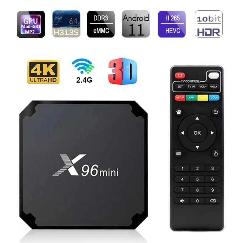 ТВ-приставка X96 Mini, 4G, Wi-Fi, Allwinner H313 S, 4 ядра, 2 + 64 ГБ, HDMI 2,0, 4K 3D, H.265
ТВ-приставка X96 Mini, 4G, Wi-Fi, Allwinner H313 S, 4 ядра, 2 + 64 ГБ, HDMI 2,0, 4K 3D, H.265