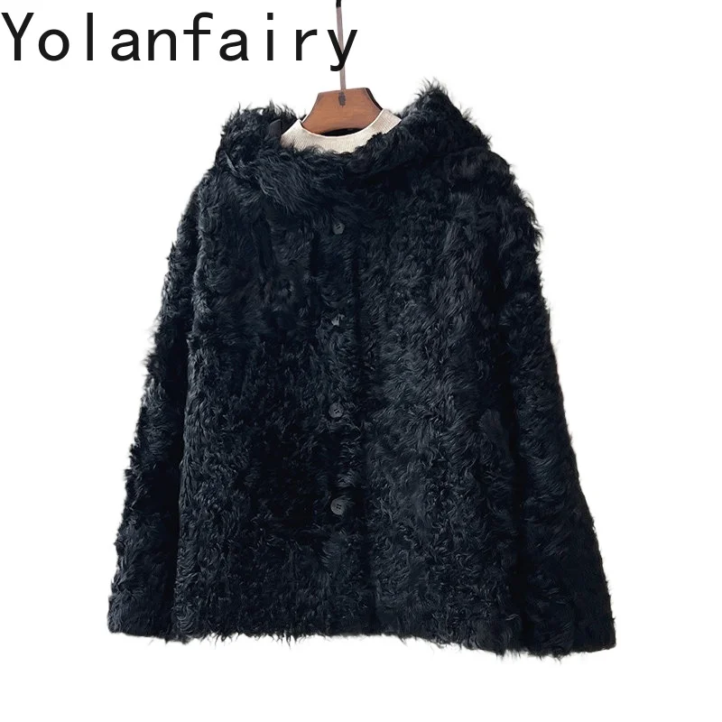 YOLANFAIRY Women Hooded Lake Sheep Fur Integrated Coat 2026 Luxury Winter Natural Fur Coats Winter Warm Fluffy Jacket Outerwear
YOLANFAIRY Women Hooded Lake Sheep Fur Integrated Coat 2026 Luxury Winter Natural Fur Coats Winter Warm Fluffy Jacket Outerwear