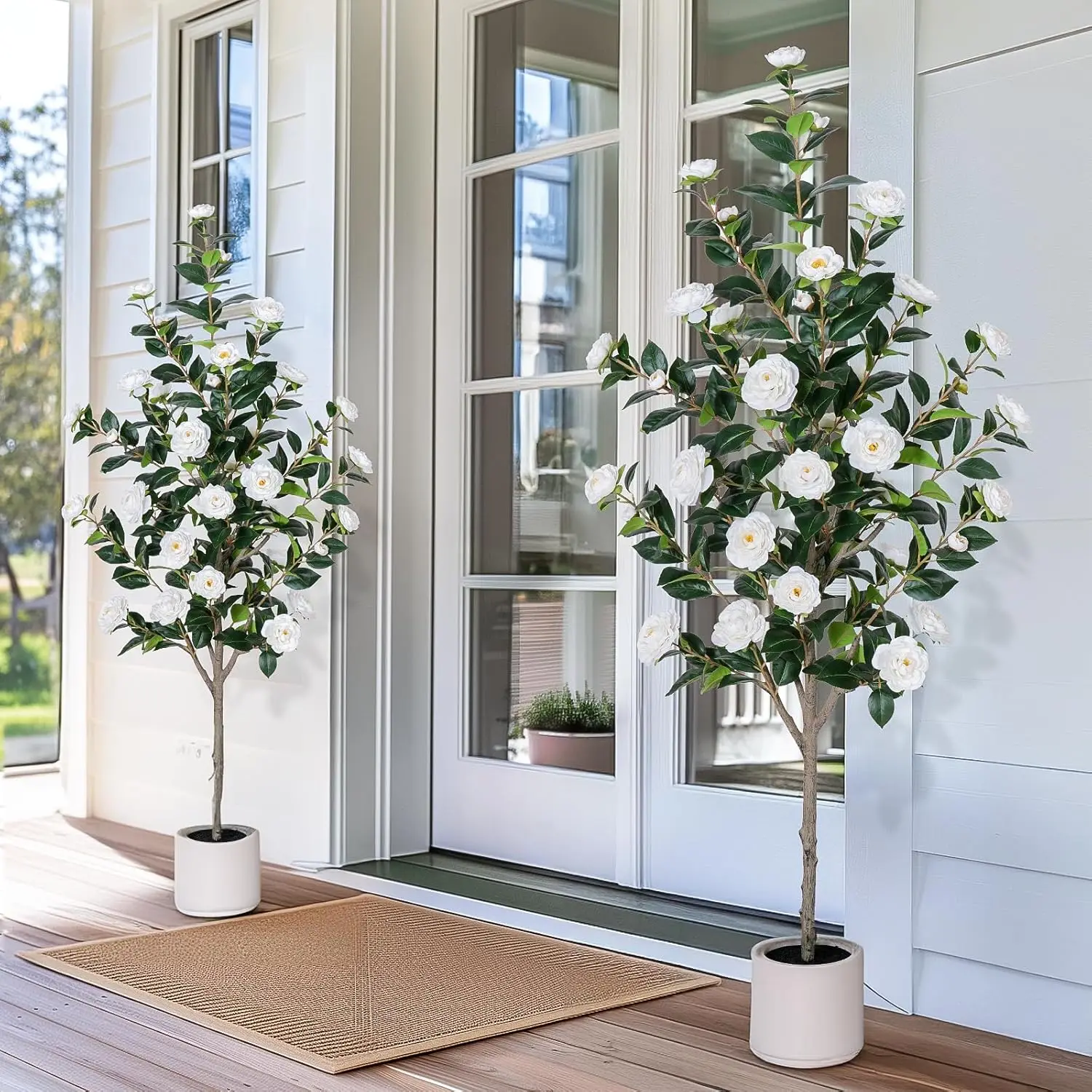 63in Artificial Camellia Tree with White Pots 2 Pack Faux Plant for Indoor Outdoor Home Decor
63in Artificial Camellia Tree with White Pots 2 Pack Faux Plant for Indoor Outdoor Home Decor