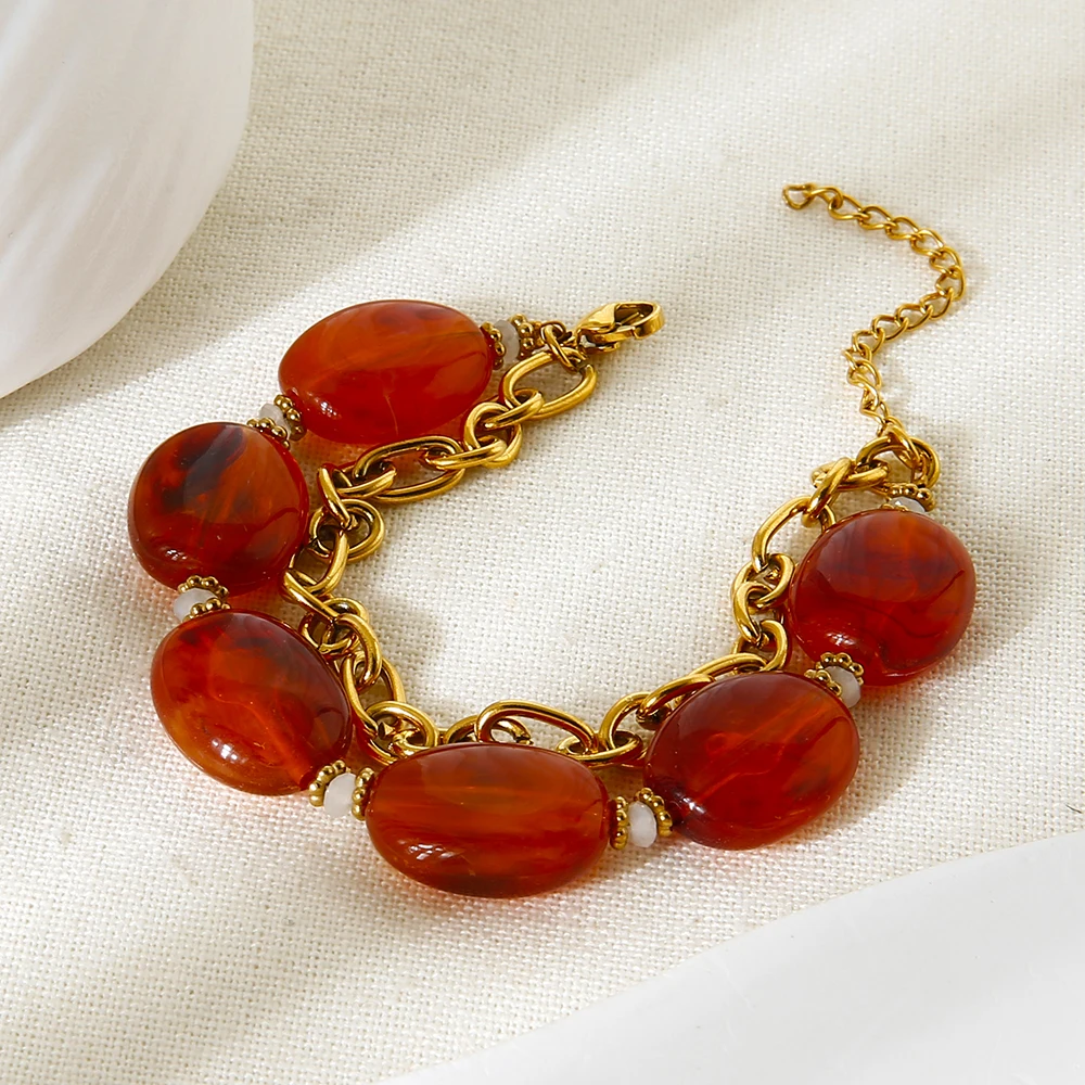 Stylish Heart Pendant Necklace Acrylic Beaded Double Layer Chain Bracelet 18K Gold Plated Stainless Steel Boho Jewelry Gift
Stylish Heart Pendant Necklace Acrylic Beaded Double Layer Chain Bracelet 18K Gold Plated Stainless Steel Boho Jewelry Gift