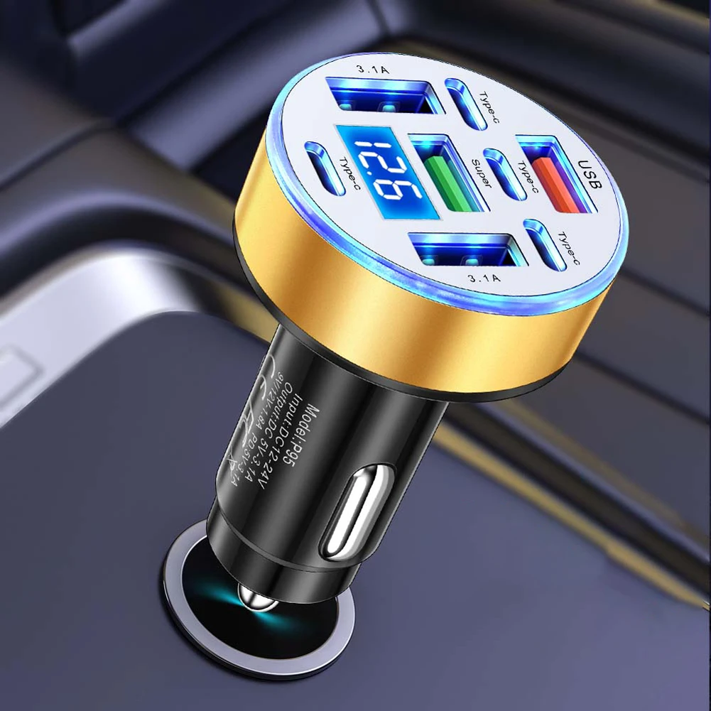 Автомобильное зарядное устройство на 40 Вт с 8 портами, адаптер для зарядки телефона с дисплеем напряжения, автомобильное зарядное устройство USB Type-C, легкое, для большинства моделей автомобилей
Автомобильное зарядное устройство на 40 Вт с 8 портами, адаптер для зарядки телефона с дисплеем напряжения, автомобильное зарядное устройство USB Type-C, легкое, для большинства моделей автомобилей
