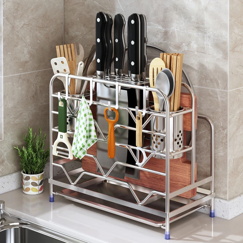 Wall Mounted 304 Stainless Steel Kitchen Organizer, Integrated Rack for Knives, Cutting Boards and Chopsticks
Wall Mounted 304 Stainless Steel Kitchen Organizer, Integrated Rack for Knives, Cutting Boards and Chopsticks