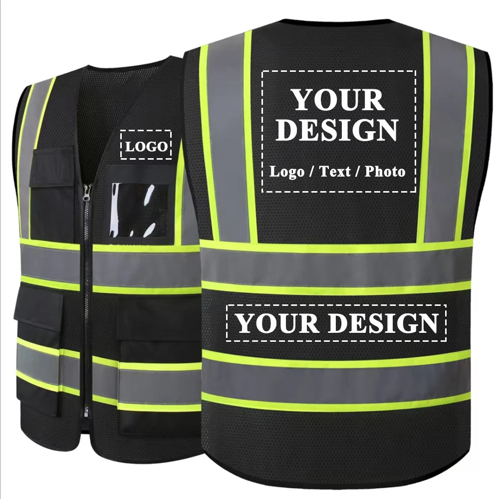 Custom Logo Black Mesh Workwear Vest Working Clothes for Men Women Construction Site Hi Vis Work Vest with Pockets Zipper Front
Custom Logo Black Mesh Workwear Vest Working Clothes for Men Women Construction Site Hi Vis Work Vest with Pockets Zipper Front