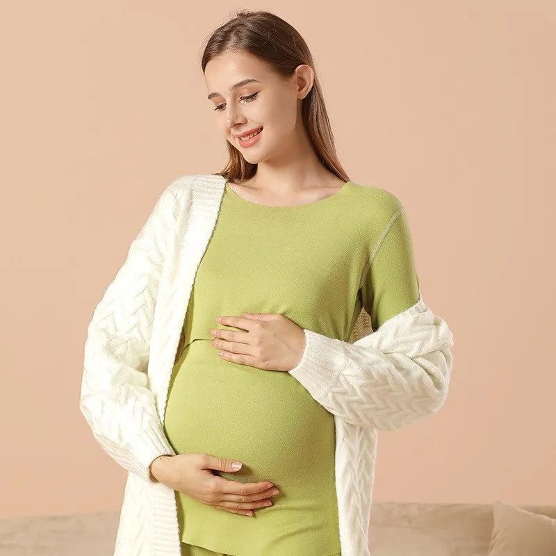 New Arrival Maternity Thermal Underwear Set Autumn Winter Pregnancy Postpartum Nursing Sleepwear Seamless Comfortable Innerwear
New Arrival Maternity Thermal Underwear Set Autumn Winter Pregnancy Postpartum Nursing Sleepwear Seamless Comfortable Innerwear