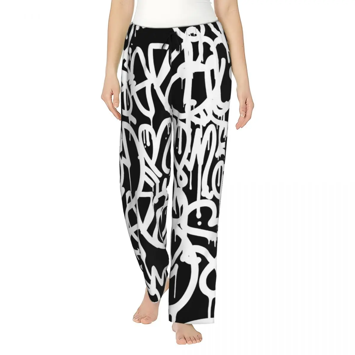 Custom Black And White Graffiti Women Pajama Pants Lounge Sleep Sleepwear Bottoms with Pockets
Custom Black And White Graffiti Women Pajama Pants Lounge Sleep Sleepwear Bottoms with Pockets