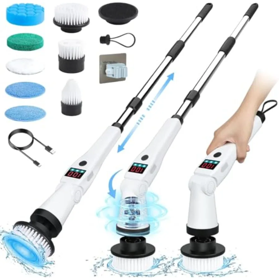 Electric Spin Scrubber Shower Scrubber with Long Handle and 3 Speeds Rechargeable Cordless Power Scrubber Spin Brush for Cleani
Electric Spin Scrubber Shower Scrubber with Long Handle and 3 Speeds Rechargeable Cordless Power Scrubber Spin Brush for Cleani