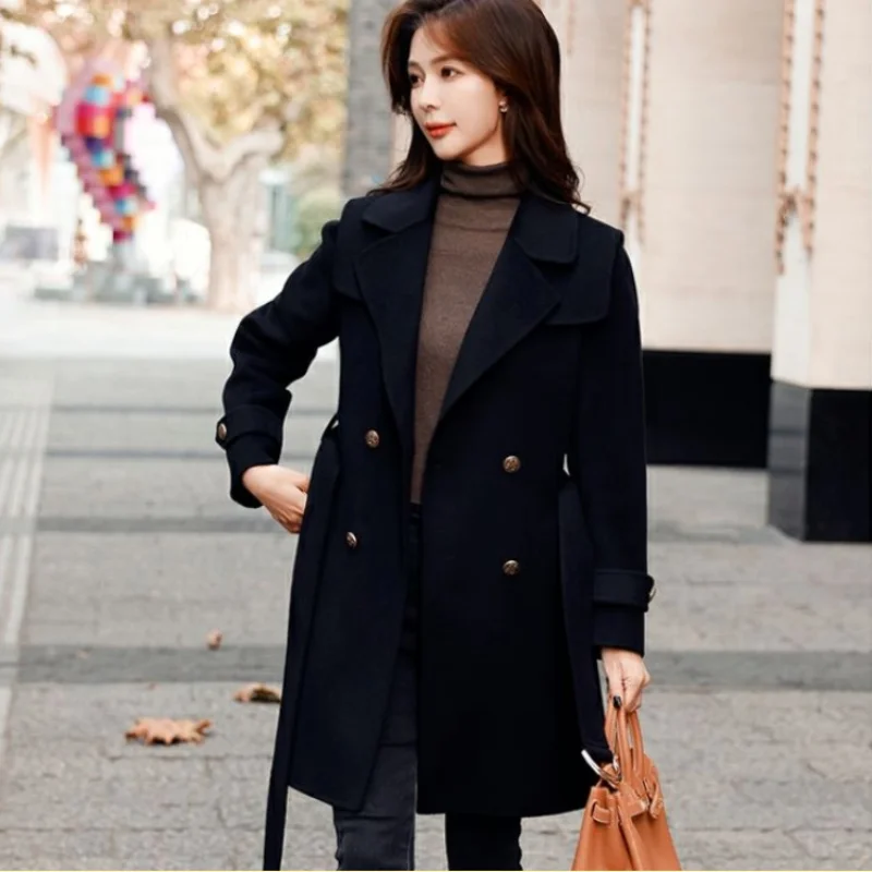 Новинка 2024, осенне-зимняя шерстяная ветровка, Женское пальто, свободное двубортное повседневное шерстяное пальто средней длины с поясом
Новинка 2024, осенне-зимняя шерстяная ветровка, Женское пальто, свободное двубортное повседневное шерстяное пальто средней длины с поясом