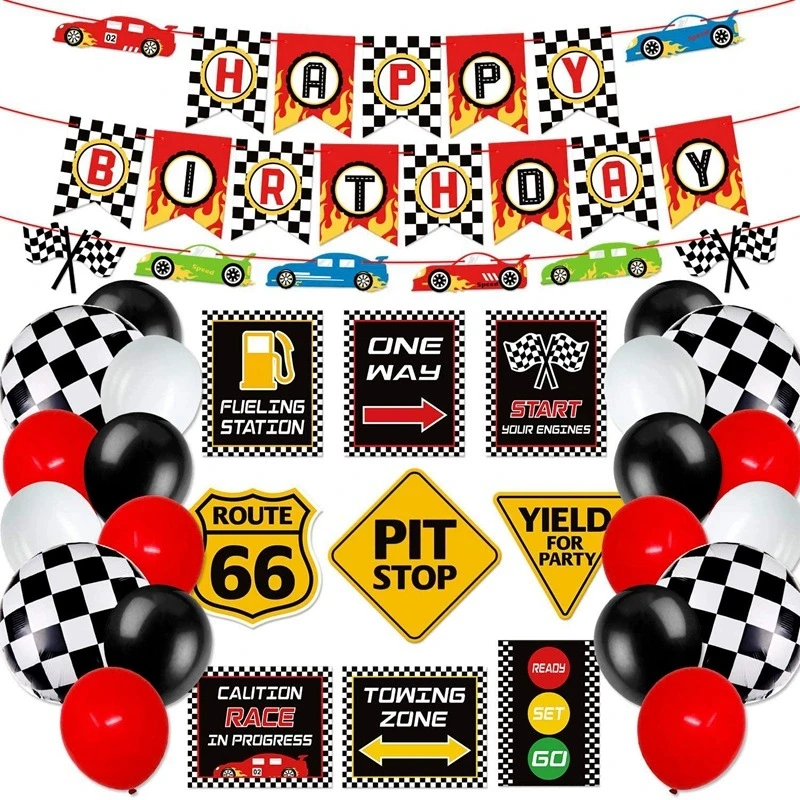 Racing car F1 party flag black and white grid balloon cake decoration, boys' birthday party background wall decoration, cool set
Racing car F1 party flag black and white grid balloon cake decoration, boys' birthday party background wall decoration, cool set