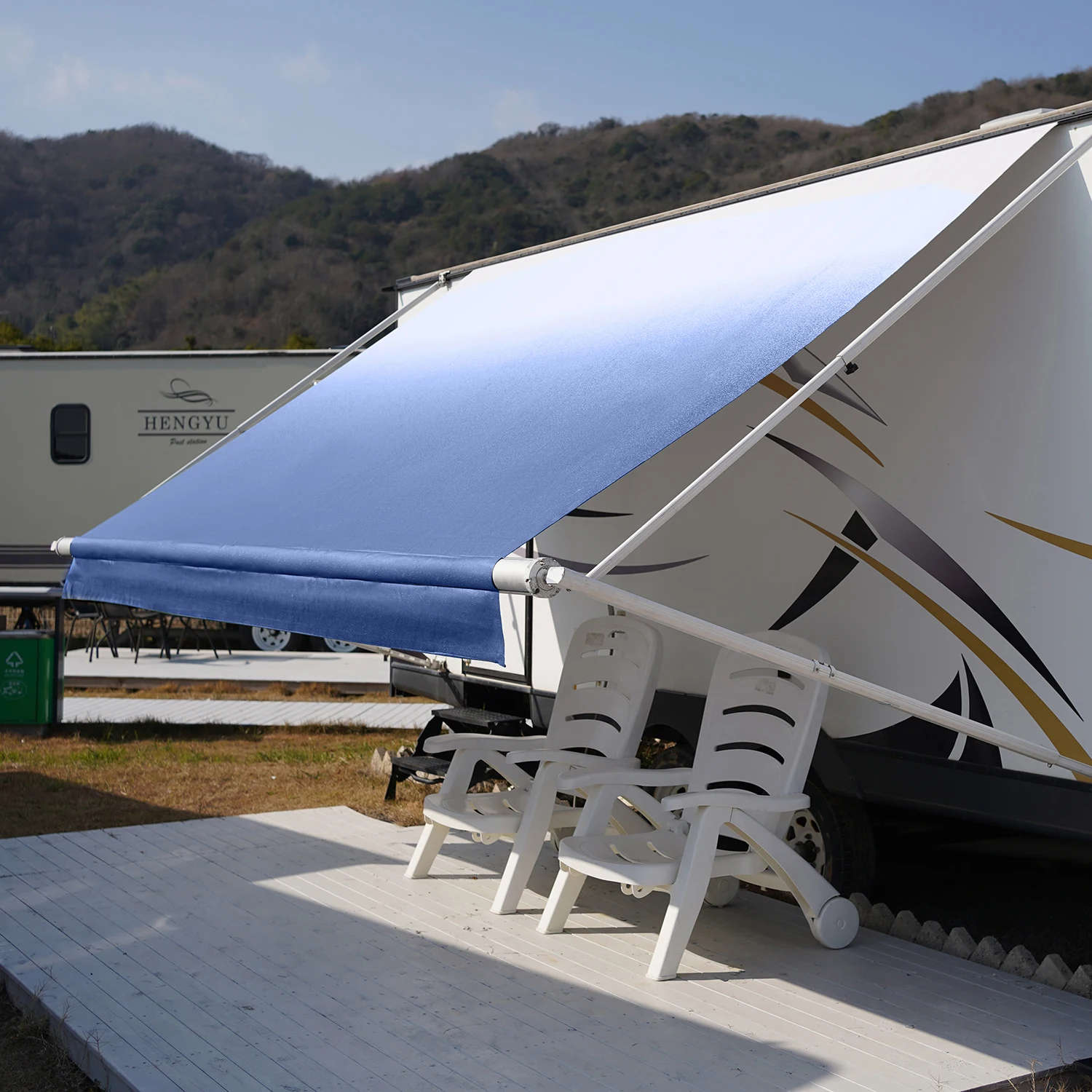 RV Awning Fabric Replacement Camper Trailer Awning Fabric Super Heavy Vinyl Coated Polyester 15' 2"(Fit for 16' Awning)
RV Awning Fabric Replacement Camper Trailer Awning Fabric Super Heavy Vinyl Coated Polyester 15' 2"(Fit for 16' Awning)