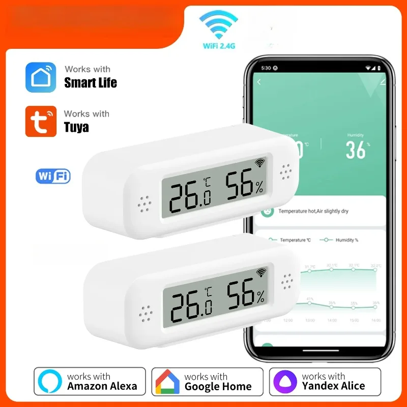 Tuya WiFi Zigbee 3.0 Temperature Humidity Sensor Hygrometer Thermometer App Remote Monitor Work With Yandex Alexa SmartLife