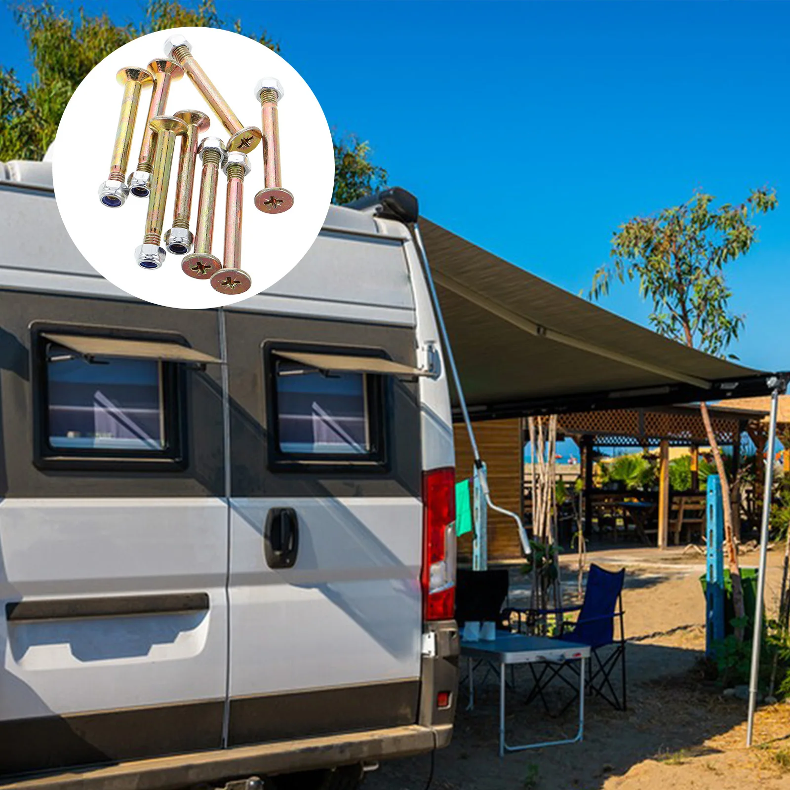 8 шт. металлических винтов-заглушек для крепления тента, соединители для складных опор палаток, механизм фиксации для тентов автодомов
8 шт. металлических винтов-заглушек для крепления тента, соединители для складных опор палаток, механизм фиксации для тентов автодомов