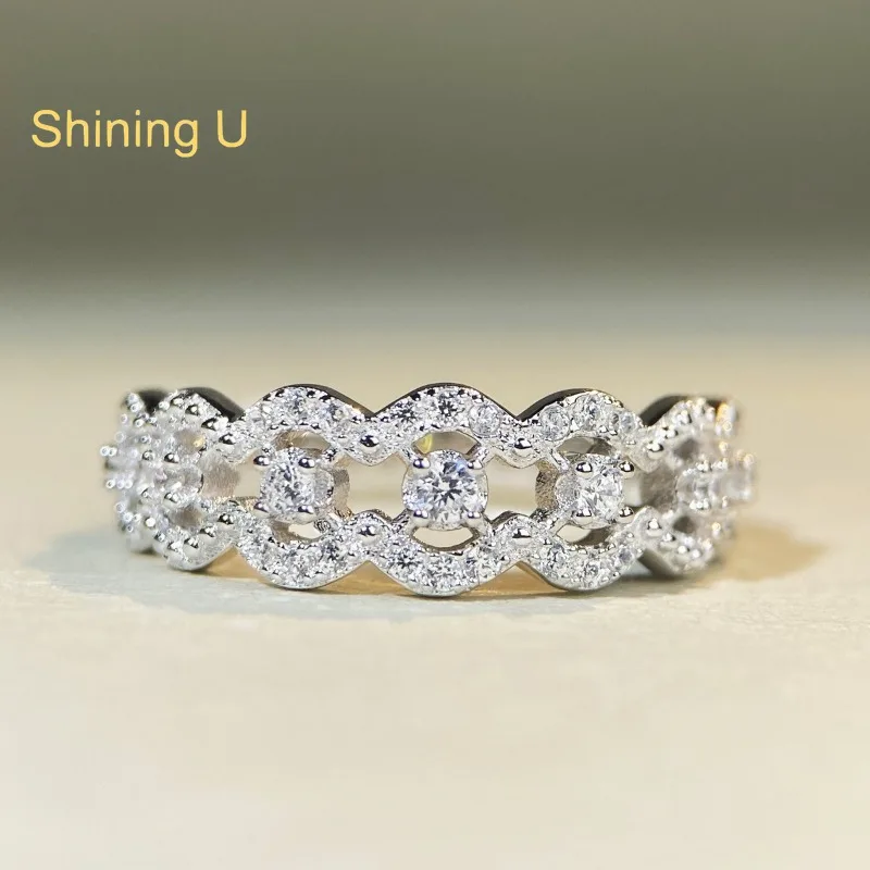 Сияющее серебряное кольцо с цирконами U S925 для женщин, ювелирные изделия на свадьбу
Сияющее серебряное кольцо с цирконами U S925 для женщин, ювелирные изделия на свадьбу