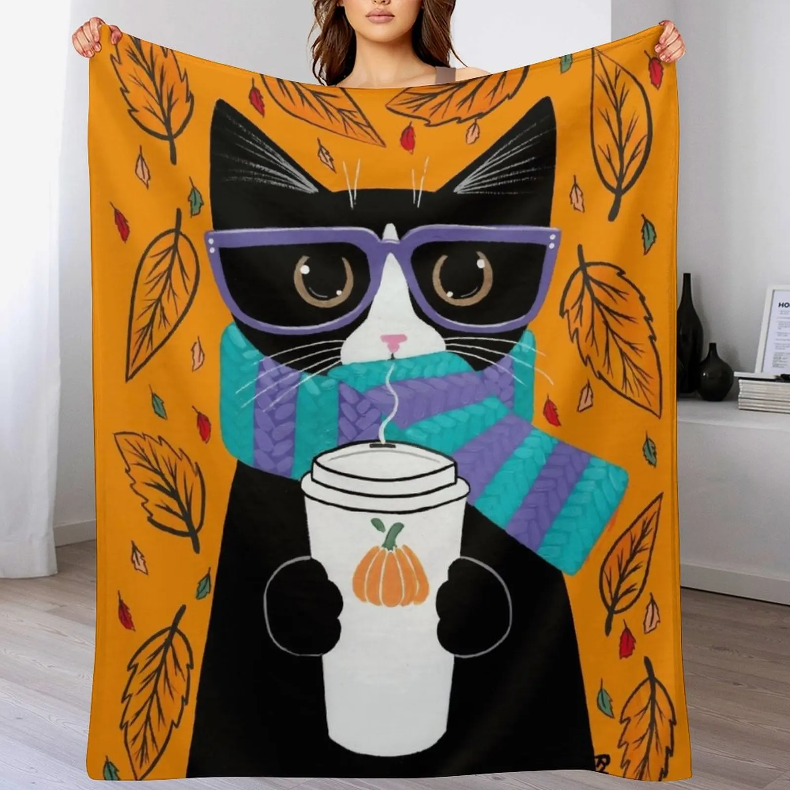 Tuxedo Autumn Coffee Cat Throw Blanket Warm Napping Blanket for Office Couch Bed
Tuxedo Autumn Coffee Cat Throw Blanket Warm Napping Blanket for Office Couch Bed