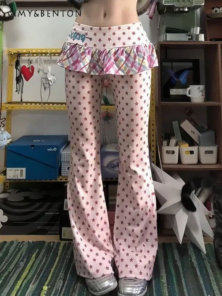Subculture Y2k Shibuya Cartoon Print Fake Two-piece Flared Pants Women Sweet Cool Patchwork Color Hot Girl High-waist Trousers
Subculture Y2k Shibuya Cartoon Print Fake Two-piece Flared Pants Women Sweet Cool Patchwork Color Hot Girl High-waist Trousers