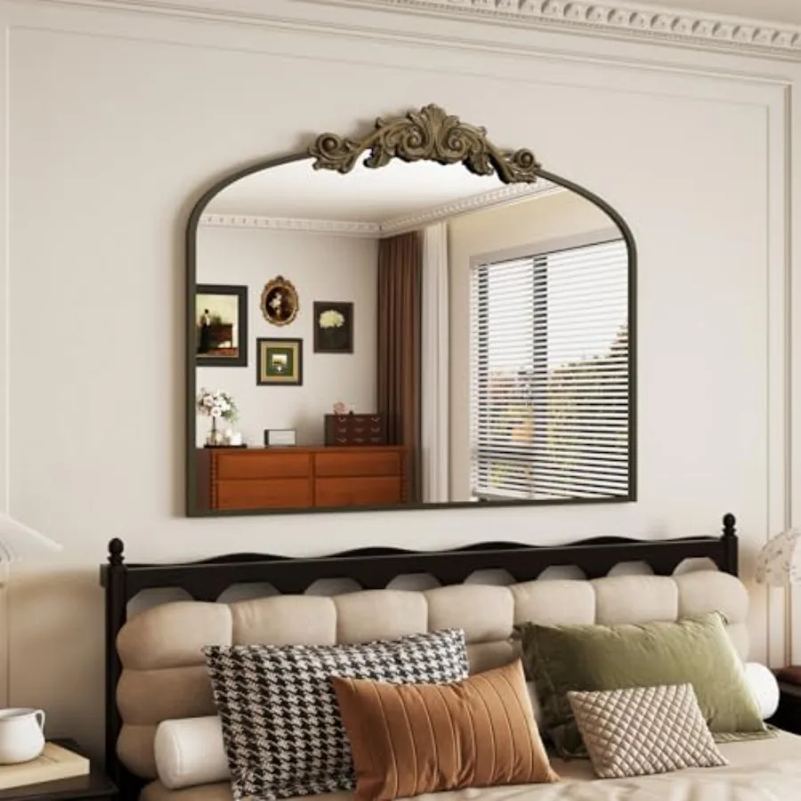 Vintage Wall Mirror, 30"x36" Arched Mirror for Vanity, Antique Decorative Mirrors with Carved Metal Frame for Bedroom, Living R
Vintage Wall Mirror, 30"x36" Arched Mirror for Vanity, Antique Decorative Mirrors with Carved Metal Frame for Bedroom, Living R