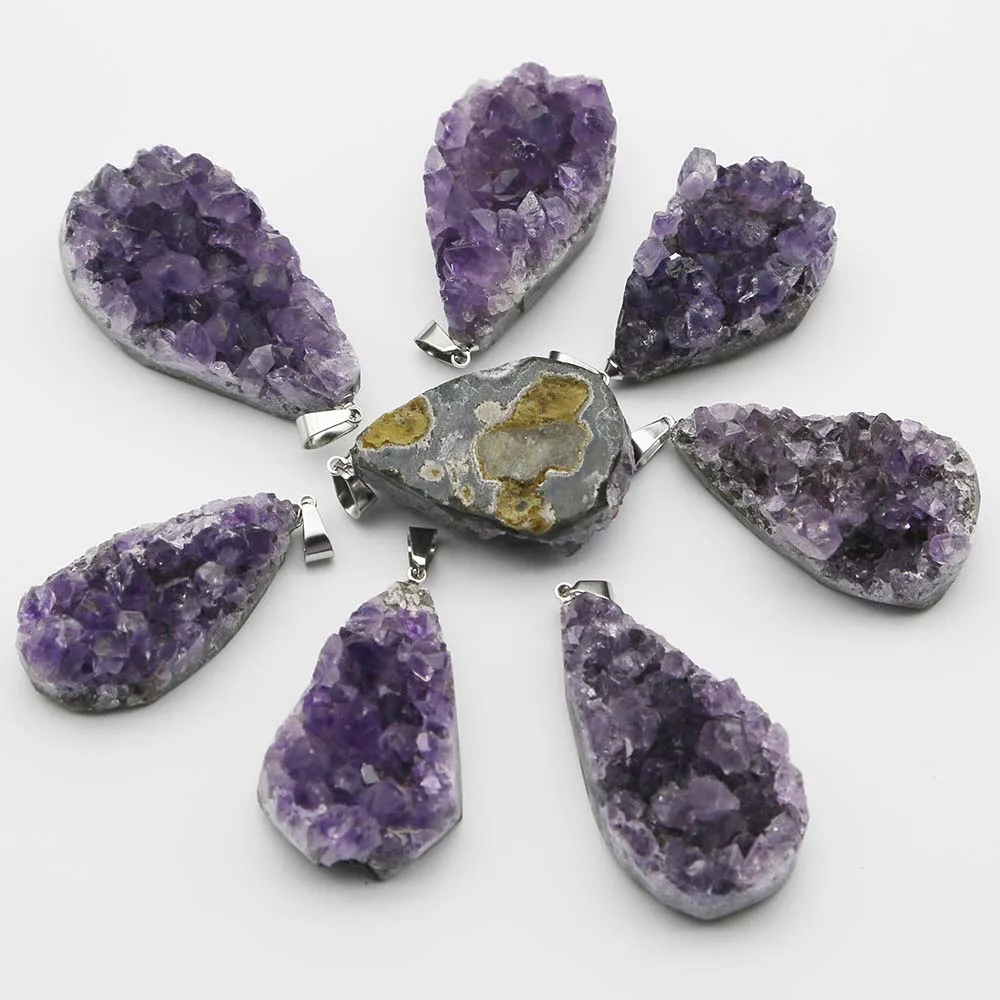 New Natural Stone Raw Ore Water Drop Amethyst Pendants Quartz Quality Purple Crystal Necklace Charms Jewelry Gift Wholesale 6Pcs
New Natural Stone Raw Ore Water Drop Amethyst Pendants Quartz Quality Purple Crystal Necklace Charms Jewelry Gift Wholesale 6Pcs