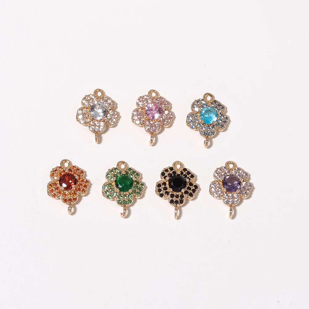20pcs/ Bag New Micro inlaid Crystal Zircon Flower Double Ring Pendant Connector DIY Fashion Creative Jewelry Accessories
20pcs/ Bag New Micro inlaid Crystal Zircon Flower Double Ring Pendant Connector DIY Fashion Creative Jewelry Accessories