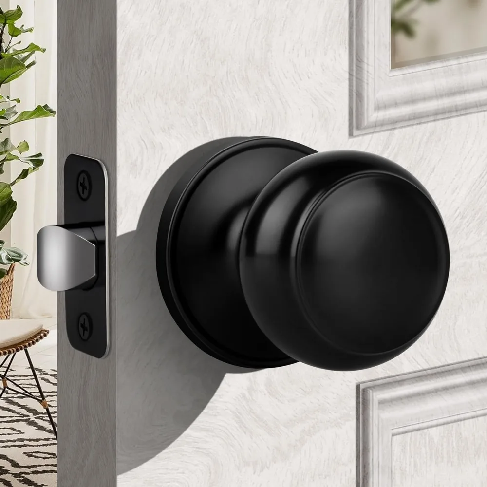 Flat Ball Passage Door Knob No Lock, Round Interior Door Knob in Matte Black Finish, Non-Locking Doorknob Without Keys for Hall
Flat Ball Passage Door Knob No Lock, Round Interior Door Knob in Matte Black Finish, Non-Locking Doorknob Without Keys for Hall