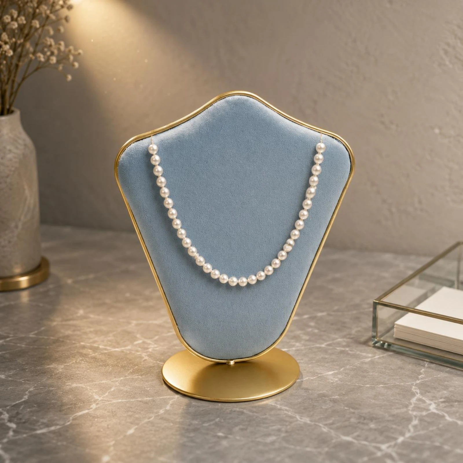 Upholstered Jewelry Display Stand Light Blue Padded Jewelry Organizer
Upholstered Jewelry Display Stand Light Blue Padded Jewelry Organizer