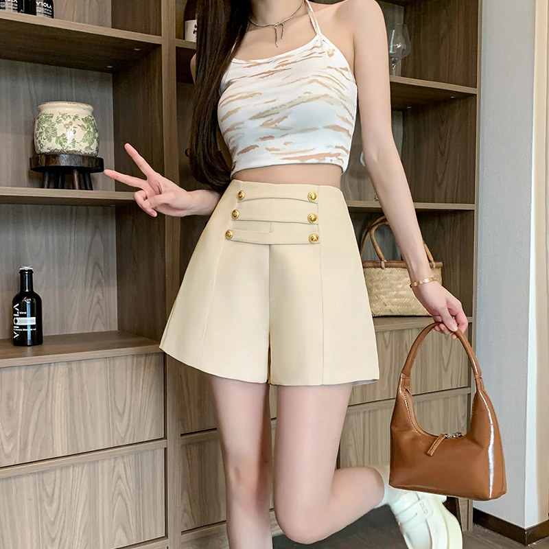 Elegant High Waist Wide Leg Suit Shorts for Women Korean Office Lady Summer Solid A-Line Casual Short Pants
Elegant High Waist Wide Leg Suit Shorts for Women Korean Office Lady Summer Solid A-Line Casual Short Pants