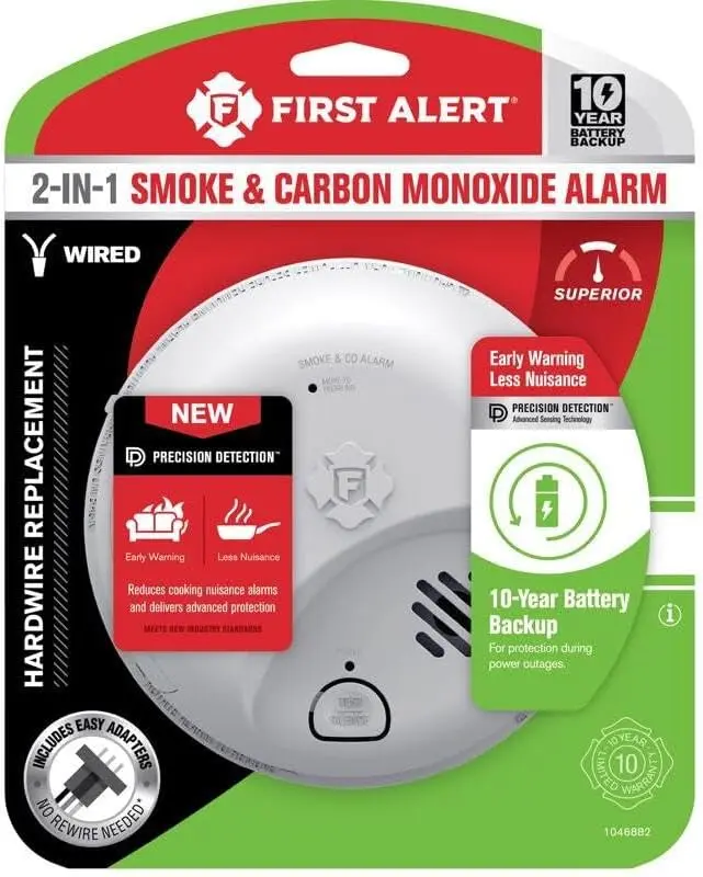 Детектор дыма и угарного газа с 10-летним резервным питанием от батареи, проводной, с функцией взаимосвязи
Детектор дыма и угарного газа с 10-летним резервным питанием от батареи, проводной, с функцией взаимосвязи