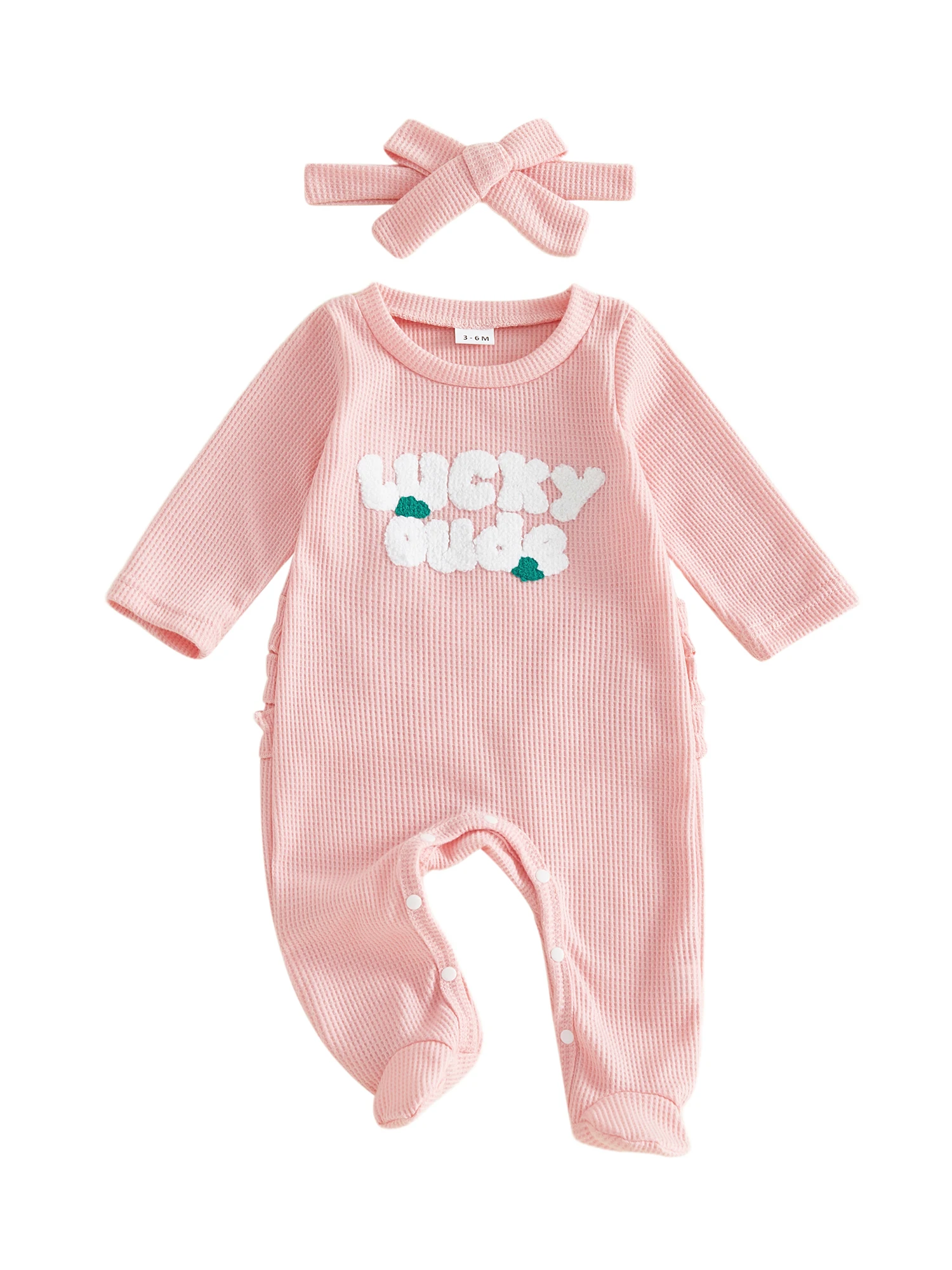 Infant Girls Clothing Set Adorable Long Sleeve Crew Neck Footed Romper with Embroidered Letters Matching Headband for Autumn
Infant Girls Clothing Set Adorable Long Sleeve Crew Neck Footed Romper with Embroidered Letters Matching Headband for Autumn