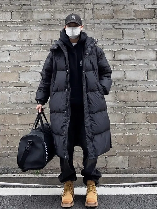 Loose Fit Men's down Jaet Hooded Long Coat Casual Bla Cotton Puffer Coat Warm Winter Outerwear for Tall Men
Loose Fit Men's down Jaet Hooded Long Coat Casual Bla Cotton Puffer Coat Warm Winter Outerwear for Tall Men