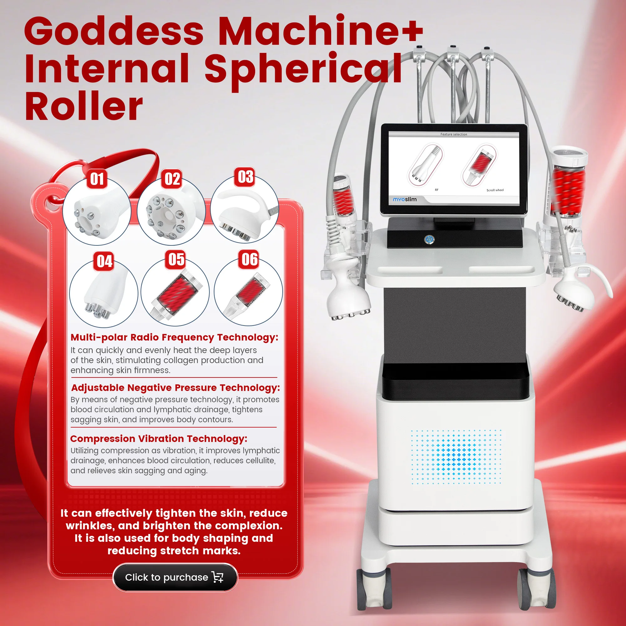 Professional 4D RF Body Slimming and Roller 2-in-1 Machine For Cellulite Reduction Skin Tightening and Abdominal Contouring
Professional 4D RF Body Slimming and Roller 2-in-1 Machine For Cellulite Reduction Skin Tightening and Abdominal Contouring