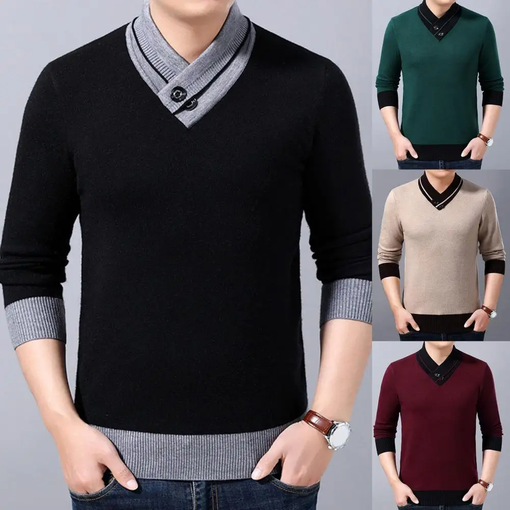 Men Sweater V Neck Knitted Contrast Colors Loose Spring Warm Button Turtleneck Business Sweater for Office Men's Clothing
Men Sweater V Neck Knitted Contrast Colors Loose Spring Warm Button Turtleneck Business Sweater for Office Men's Clothing