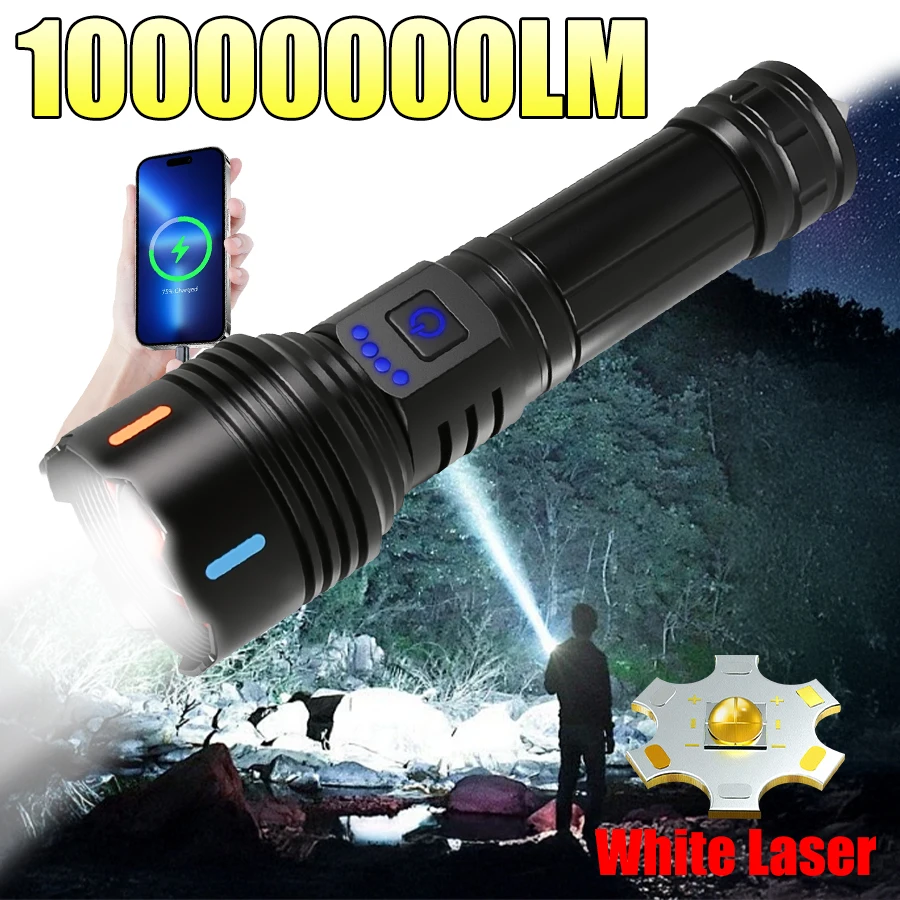 100000LM светодиодный фонарик USB перезаряжаемый зум-фонарик сильный свет сфокусированный источник света может осветить пламя водонепроницаемый фонарь
100000LM светодиодный фонарик USB перезаряжаемый зум-фонарик сильный свет сфокусированный источник света может осветить пламя водонепроницаемый фонарь