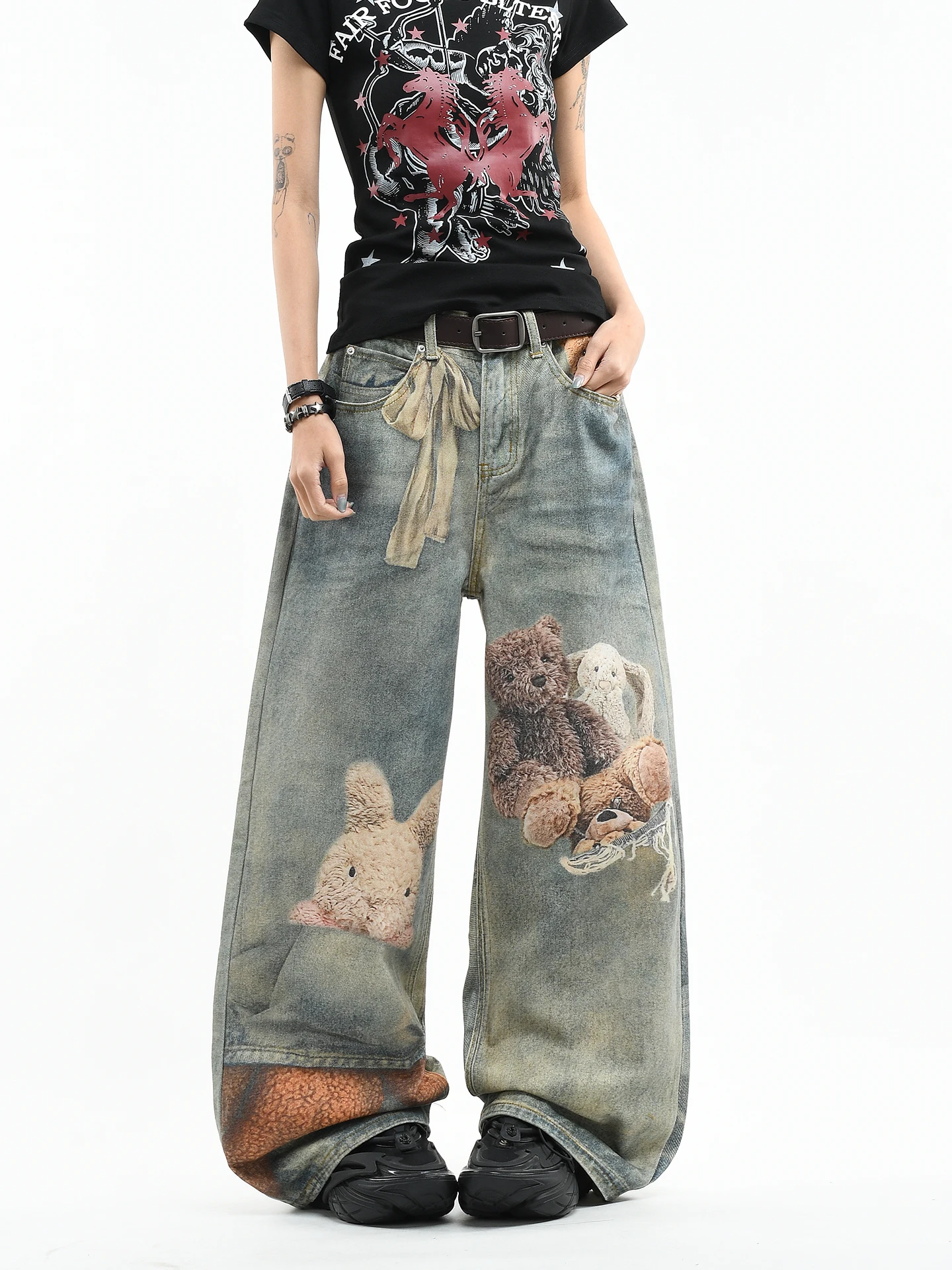 OV Original American Doll Bear 3D Print Jeans Unisex Loose Wide Leg Retro Distressed Long Trousers Casual Cotton Denim
OV Original American Doll Bear 3D Print Jeans Unisex Loose Wide Leg Retro Distressed Long Trousers Casual Cotton Denim