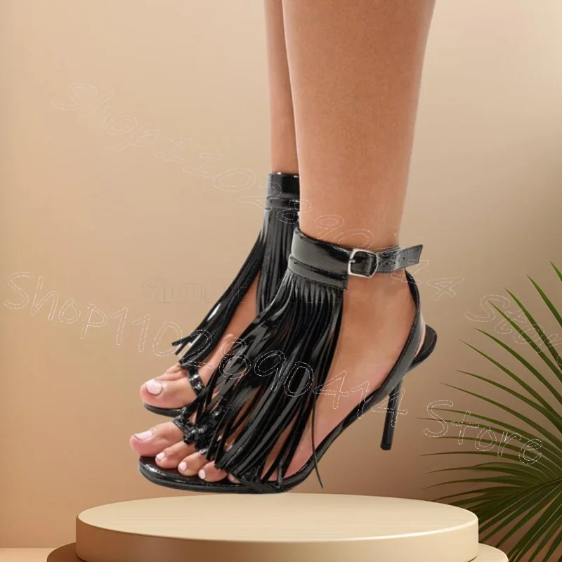 Black Tassels Design Open Toe Sandals Ankle Buckle Strap Women Shoes Thin High Heels Sexy Party Dating 2025 Zapatos Para Mujere
Black Tassels Design Open Toe Sandals Ankle Buckle Strap Women Shoes Thin High Heels Sexy Party Dating 2025 Zapatos Para Mujere